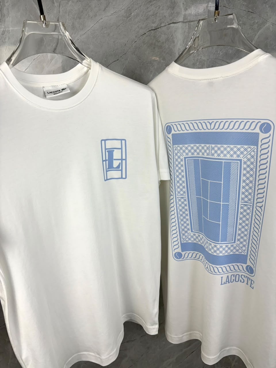 Camiseta Lacoste Court Azul — Off-white · print azul